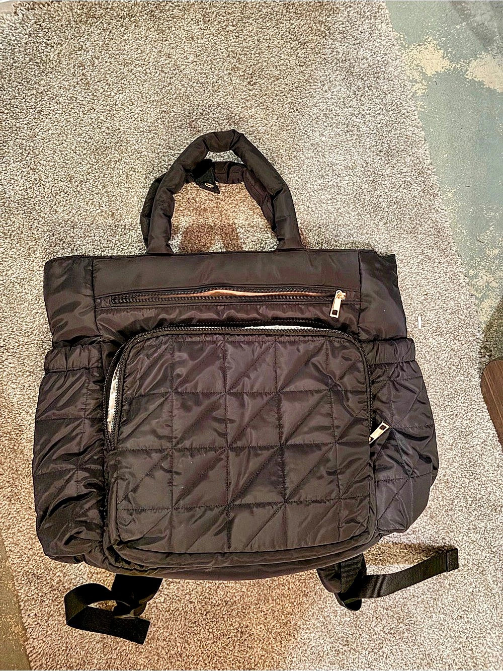 Cloud Island Black Quilted Diaper Bag Backpack